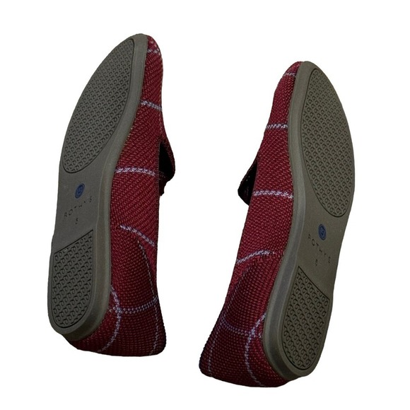 Rothy's The Plaid Slip On Loafer Lightweight Burgundy Grid Size W5 NWOB - Picture 7 of 11